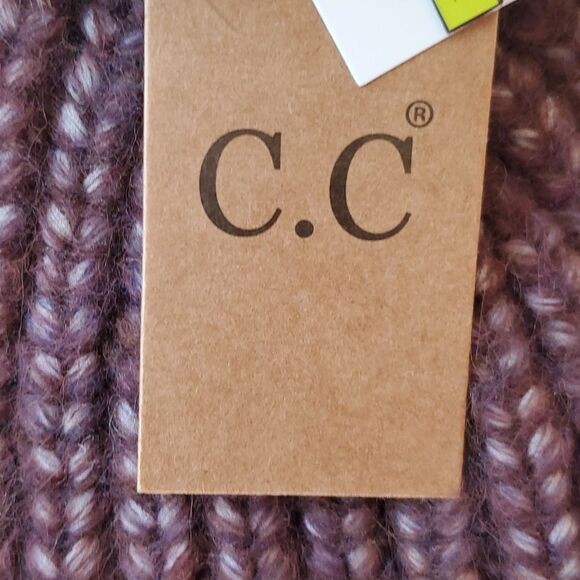 NWT C.C BEANIE POM POM WINTER HAT BURGUNDY BROWN HEATHERED FAUX FUR - Picture 8 of 9